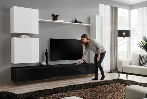 Design living wall sideboard 3x cabinet TV stand set 6-piece wood furniture style designer