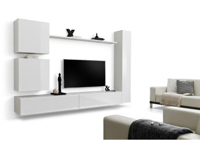 White luxury living room wall unit furniture designer TV stand wall shelf modern set