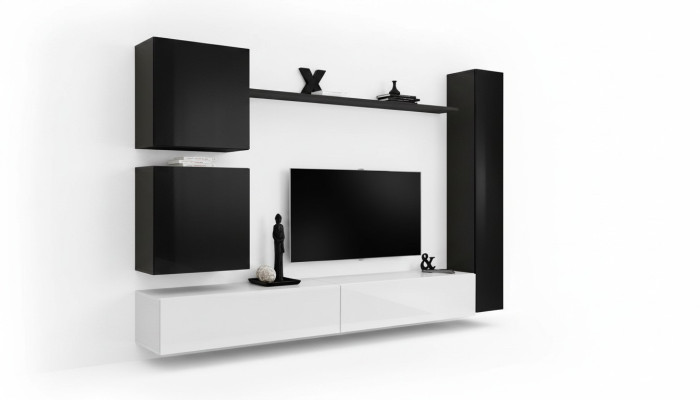 Black wall unit designer cabinet TV stand living room furniture modern new