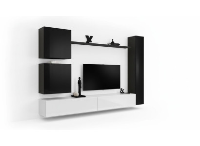 Black wall unit designer cabinet TV stand living room furniture modern new