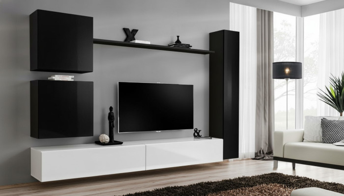 Wooden furniture living wall modern black furniture TV stand furnishing sideboard