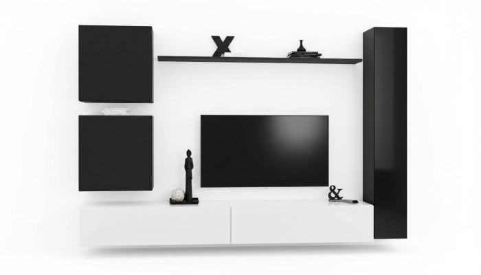 Wooden furniture living wall modern black furniture TV stand furnishing sideboard