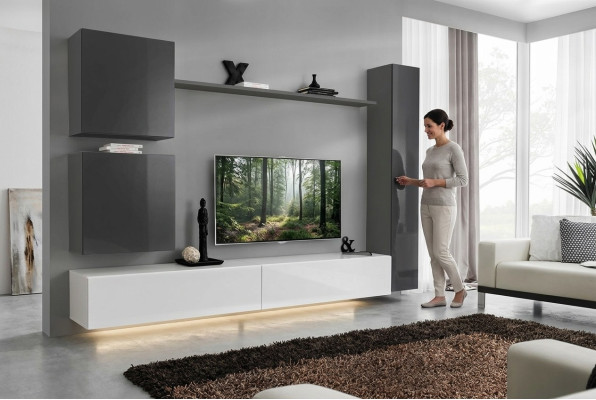 Gray Wall Cabinet Wooden Furniture Modern Cabinet Sideboard Wall Cabinet New