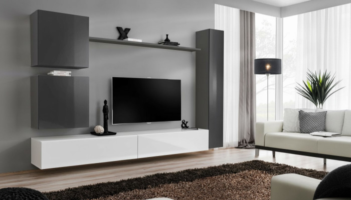 Gray Wall Cabinet Wooden Furniture Modern Cabinet Sideboard Wall Cabinet New
