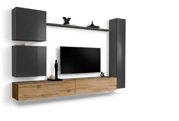 Wall cabinet living wall complete set 6-piece modern furniture sideboard TV stand