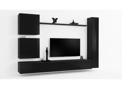 Luxury Set Wall Unit Black Living Room Wall Cabinet Shelf Wall Cabinet New