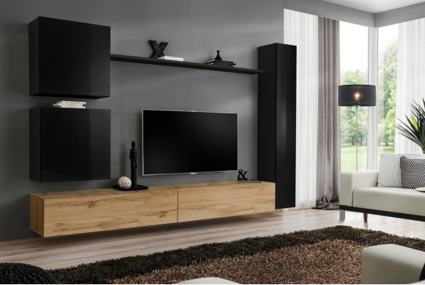 Living room luxury furnishings wall unit black wall cabinet wooden furniture style design