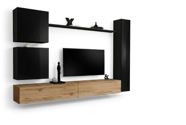 Living room luxury furnishings wall unit black wall cabinet wooden furniture style design