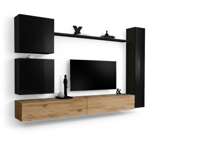 Living room luxury furnishings wall unit black wall cabinet wooden furniture style design