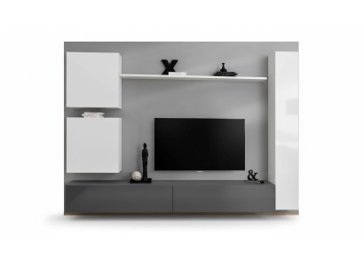 Living room wall cabinet, style: modern, design: designer, color: white, shelf, TV sideboard