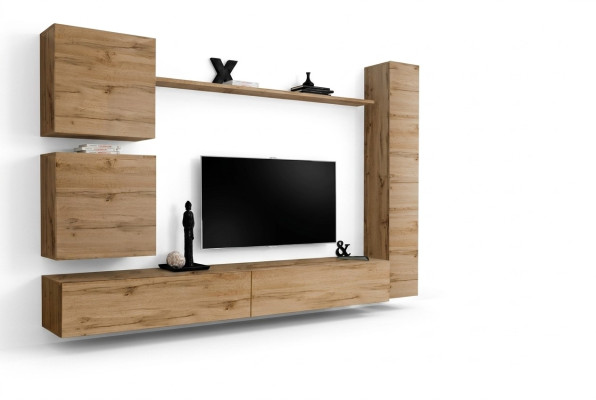 Modern wall cabinet living room wall unit brown wooden furniture designer