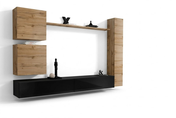 Brown wall cabinet wooden furniture designer wall shelf sideboard TV stand set