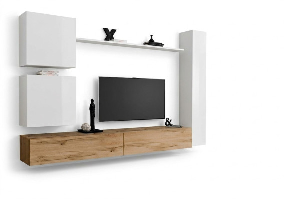 White complete set living room furniture wall unit shelf luxury wall cabinet new