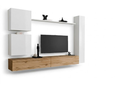 White complete set living room furniture wall unit shelf luxury wall cabinet new