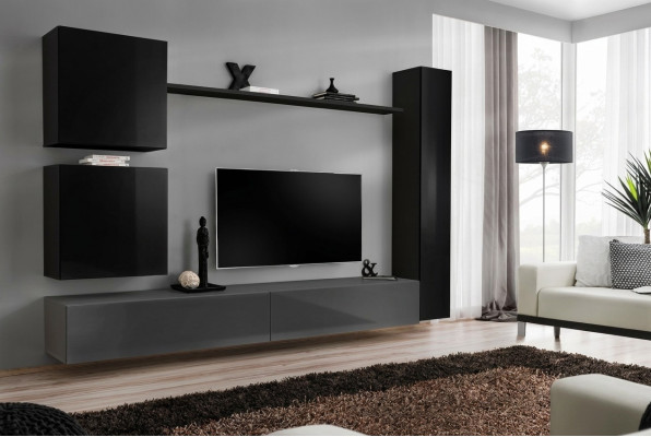 Wardrobe Living Room Furniture Wall Unit Set 6-piece Designer Wall Shelf Sideboard
