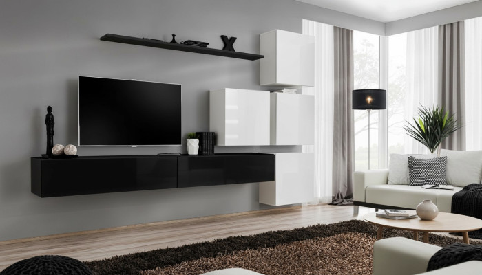 Design living room wall unit sideboard 2x wall cabinet TV lowboard 7-piece set furnishing