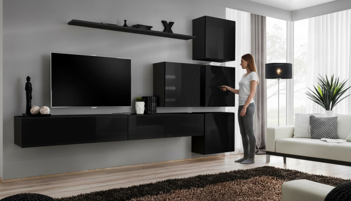 Living room set wall shelf sideboard wall units wall cabinet complete 7 pieces new