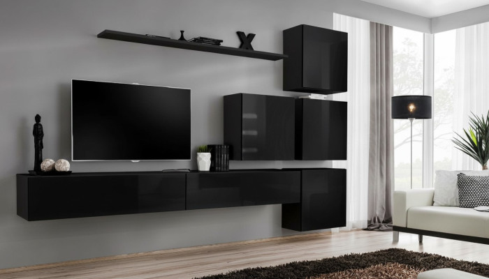 Living room set wall shelf sideboard wall units wall cabinet complete 7 pieces new