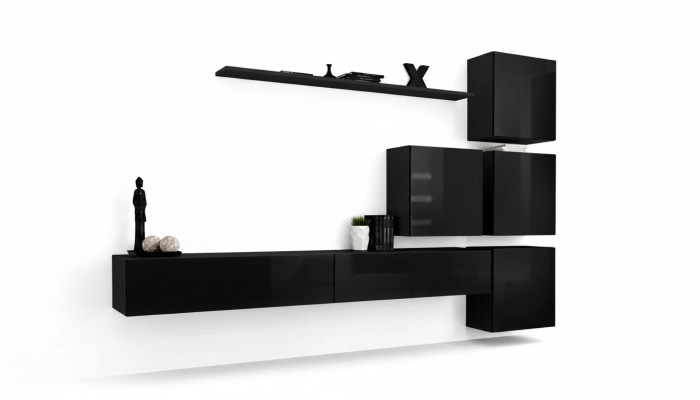 Living room set wall shelf sideboard wall units wall cabinet complete 7 pieces new