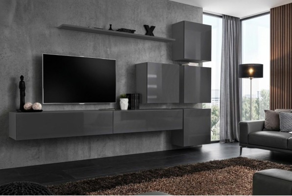 Gray modern living room wall unit design TV stand luxury sideboard cabinet new