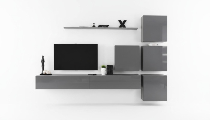 Gray modern living room wall unit design TV stand luxury sideboard cabinet new