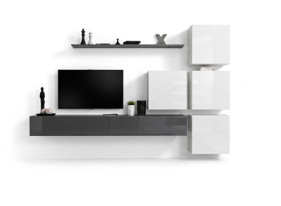 Gray wall shelf TV stand luxury complete style modern living room new furniture