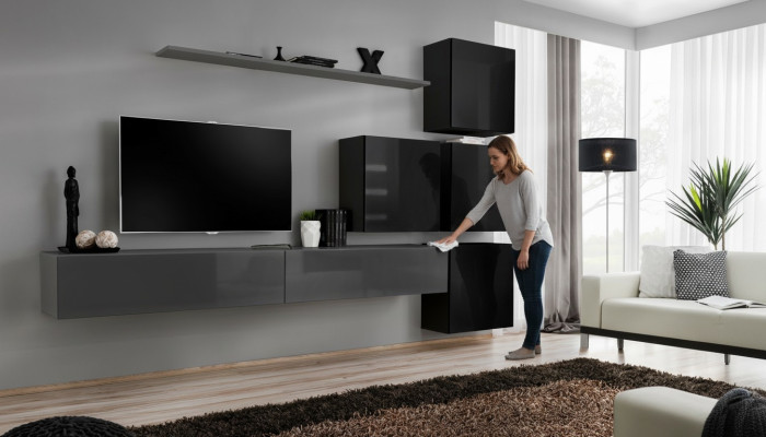 Wall unit set 7-piece furniture luxury TV stand modern living room shelf design