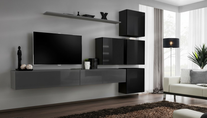 Wall unit set 7-piece furniture luxury TV stand modern living room shelf design