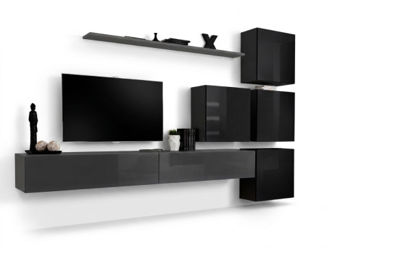 Wall unit set 7-piece furniture luxury TV stand modern living room shelf design