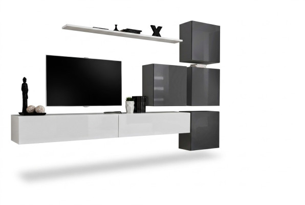 White TV stand wooden furniture set complete living room wall unit modern living room set