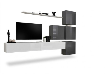 White TV stand wooden furniture set complete living room wall unit modern living room set