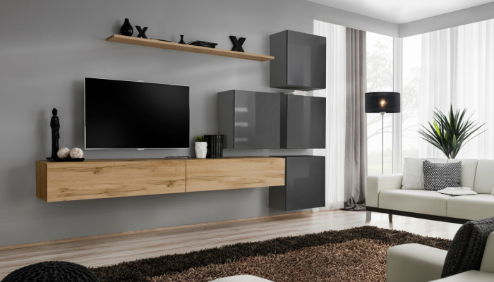 Luxury Wood Set TV Stand Wood Living Room Wall Unit Wall Shelf Design