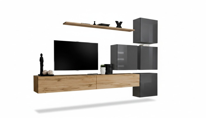 Luxury Wood Set TV Stand Wood Living Room Wall Unit Wall Shelf Design