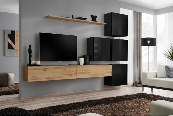 Wooden furniture living room wall TV stand wall shelf complete luxury set