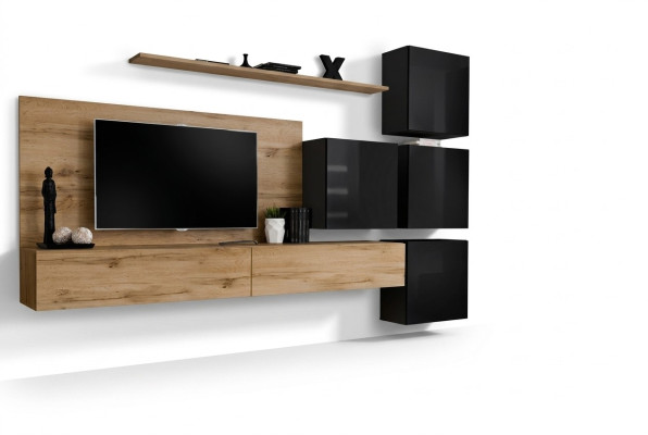 Wooden furniture living room wall TV stand wall shelf complete luxury set