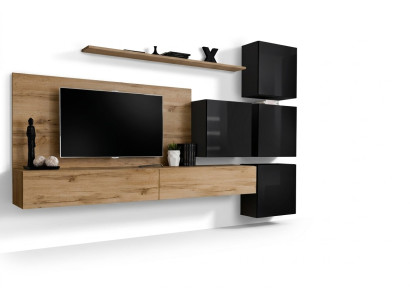 Wooden furniture living room wall TV stand wall shelf complete luxury set