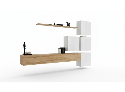 Wall unit brown living room wood modern furniture set luxury complete wardrobe