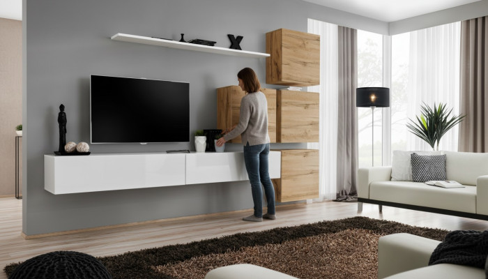 Design living room wall sideboard 4x wall cabinet RTV ensemble 7-piece set complete