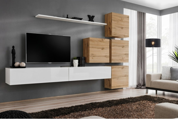 Design living room wall sideboard 4x wall cabinet RTV ensemble 7-piece set complete