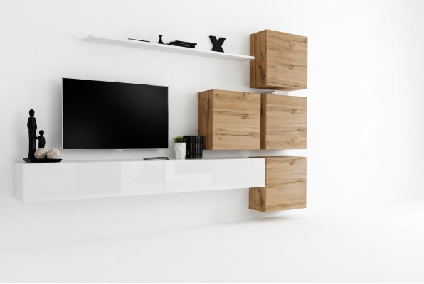 Design living room wall sideboard 4x wall cabinet RTV ensemble 7-piece set complete
