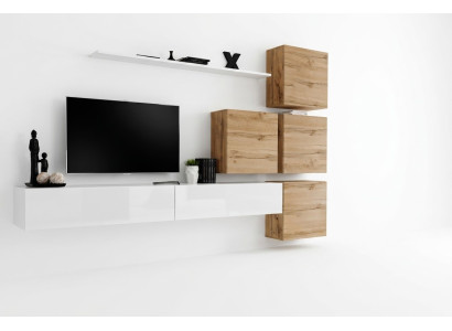Design living room wall sideboard 4x wall cabinet RTV ensemble 7-piece set complete