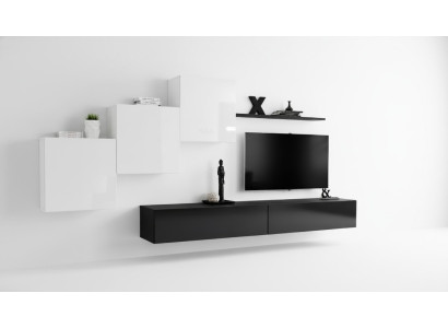 Wall unit black complete with TV stand wall shelf luxury wall cabinet design