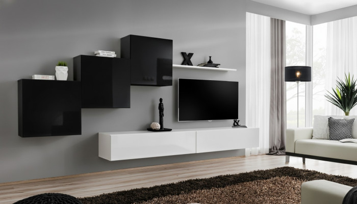 Complete designer living room 3x wall cabinets white sideboard 6-piece wall unit new