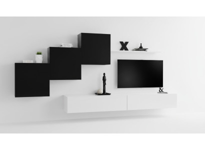 Complete designer living room 3x wall cabinets white sideboard 6-piece wall unit new
