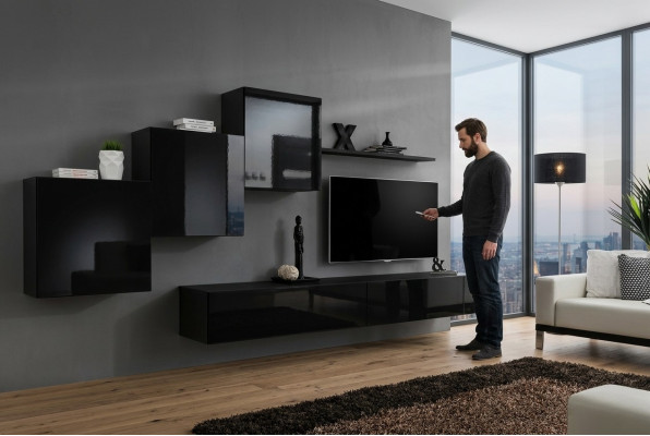 Living Room Set Wall Unit Wall Cabinets TV Stand Wall Shelf Sideboard Complete