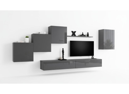 Living room wall unit set 6-piece wall cabinet wall shelf complete set new