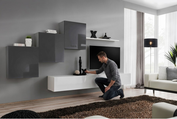 Luxury Living Room Wall Unit TV Stand Furniture Modern Wall Shelf Design