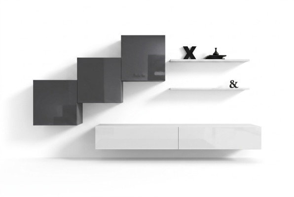 Luxury Living Room Wall Unit TV Stand Furniture Modern Wall Shelf Design