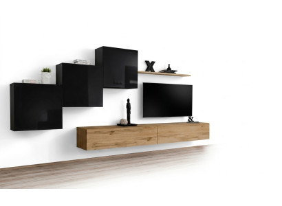 Living room wall unit brown TV stand set, living room furniture, TV stand, sideboard, wall shelf, new.