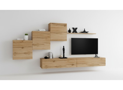 Designer wall unit brown TV stand modern sideboard wall shelf wall cabinet 6-piece set